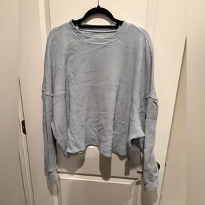 Abercrombie & Fitch Light Blue Waffle Knit Sweatshirt